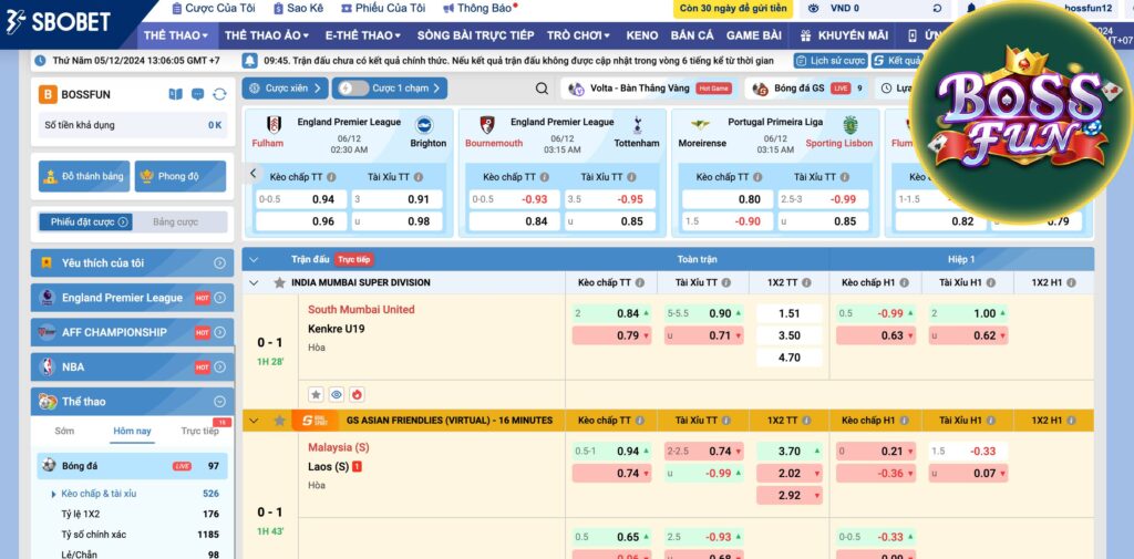 Chơi bóng đá Bossfun Sbobet